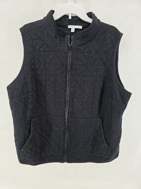 Threads for Thought Black Quilted Vest – Size 1X – Full Zip